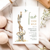 サファリアニマルズフォーエバーワイルド子供の誕生日 招待状