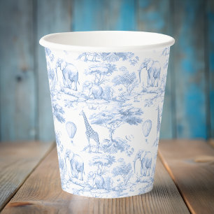 サファリアニマルズブルートイレデジュイベビーシャワー 紙コップ