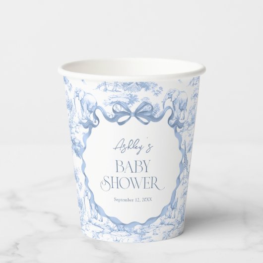 サファリアニマルズブルートイレデジュイベビーシャワー 紙コップ (裏面)