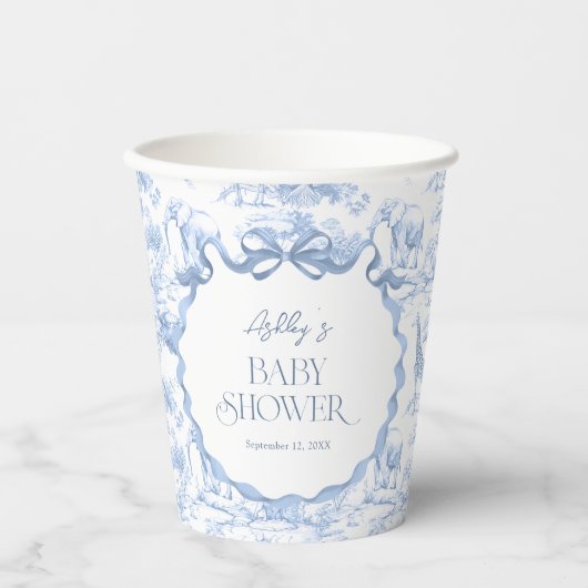 サファリアニマルズブルートイレデジュイベビーシャワー 紙コップ (正面)