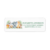 サファリアニマルズベビーシャワーグリーン差出人住所 ラベル (正面)