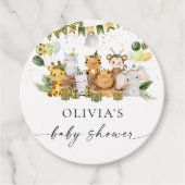 サファリアニマルズベビーシャワーメッセージカード フェイバータグ (正面)