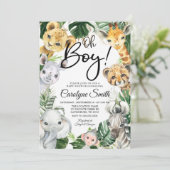 サファリアニマルズベビーシャワー招待状ボーイ 招待状 (スタンド正面)