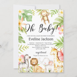 サファリアニマルズベビーシャワー招待状緑 招待状