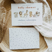 サファリアニマルズベビーシャワー招待状 |動物 招待状