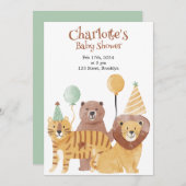 サファリアニマルズベビーシャワー招待状 招待状 (正面/裏面)