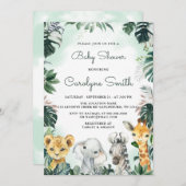 サファリアニマルズベビーシャワー招待状 招待状 (正面/裏面)