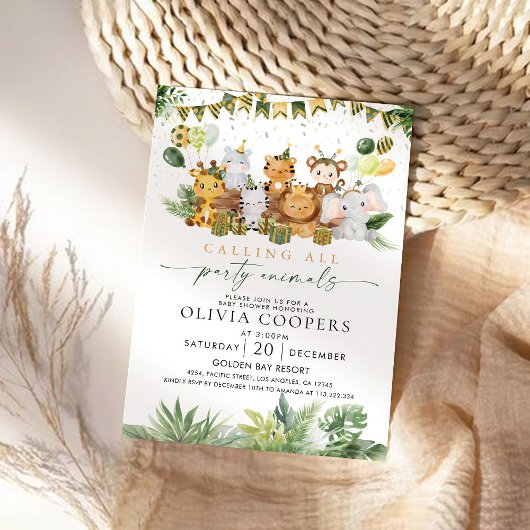 サファリアニマルズベビーシャワー招待状 招待状