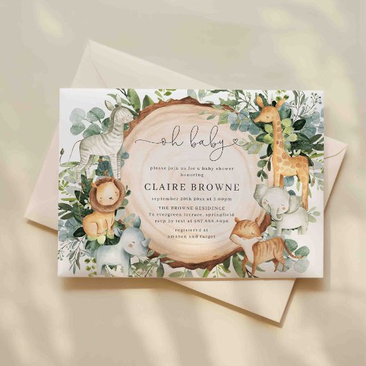 サファリアニマルズベビーシャワー招待状 招待状