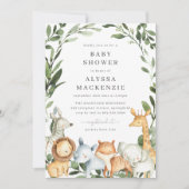 サファリアニマルズベビーシャワー招待状 招待状 (正面)