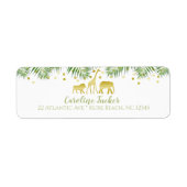 サファリアニマルズベビーシャワー金ゴールド住所 シール (正面)