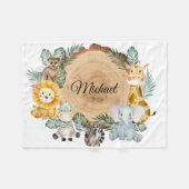 サファリアニマルズベビーフリースブランケット フリースブランケット (正面(横))