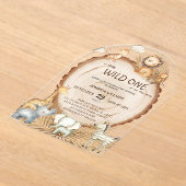 サファリアニマルズボホかわいい赤ちゃんシャワー アクリル招待状 (レイダウン)