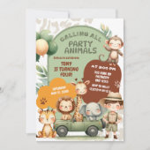 サファリアニマルズボーイアドベンチャー誕生日 招待状 (正面)