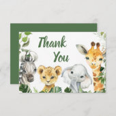 サファリアニマルズボーイベビーシャワーサンキューカード (正面/裏面)