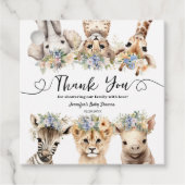 サファリアニマルズボーイベビーシャワーメッセージカード フェイバータグ (正面)