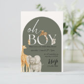 サファリアニマルズボーイベビーシャワー招待状オーボーイ 招待状 (スタンド正面)