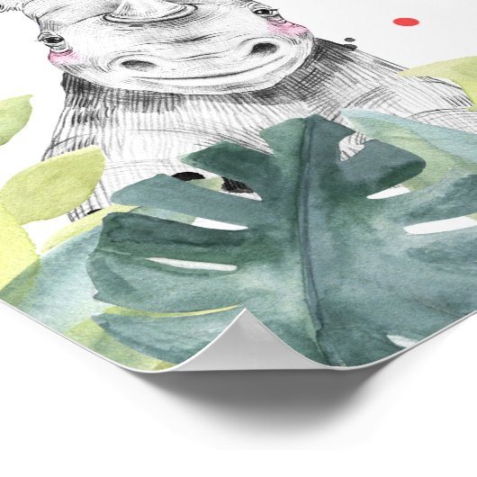 サファリアニマルズボーイ誕生日ウェルカムテーブルサイン ポスター (角)