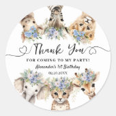 サファリアニマルズボーイ誕生日クラシックラウンドクラシック ラウンドシール (正面)