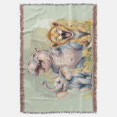 サファリアニマルズライオンヒッポゾウ スローブランケット (正面縦)