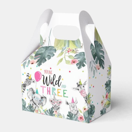 サファリアニマルズワイルドアンドスリー誕生日ピンクガール フェイバーボックス (正面サイド)