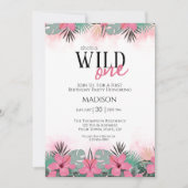 サファリアニマルズワイルドワンガールズファースト誕生日 招待状 (正面)