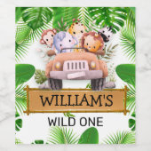 サファリアニマルズワイルドワンジャングル誕生日 ワインラベル (シングルラベル)