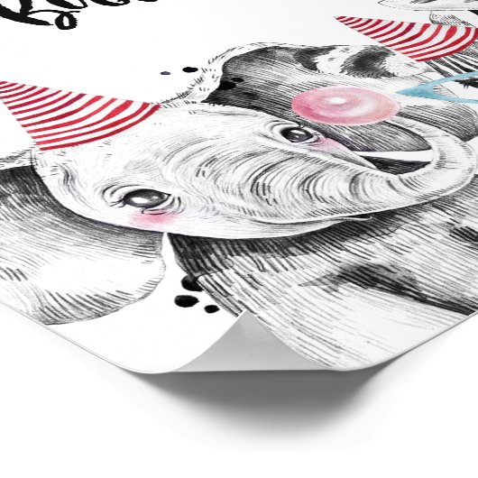 サファリアニマルズワイルドワンバースデーウェルカム ポスター (角)