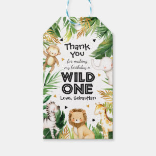 サファリアニマルズワイルドワンバースデーパーティーデコール ギフトタグ
