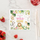 サファリアニマルズワイルドワンバースデーパーティーデコール スタンダードカクテルナプキン (インサイチュ)