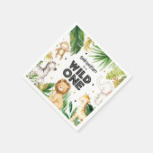 サファリアニマルズワイルドワンバースデーパーティーデコール スタンダードカクテルナプキン (角)