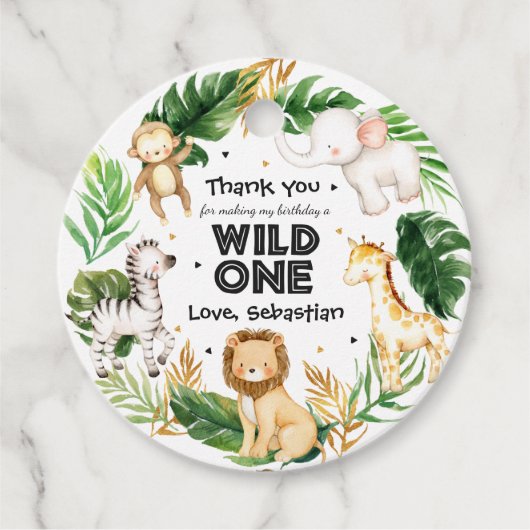 サファリアニマルズワイルドワンバースデーパーティーデコール フェイバータグ (正面)
