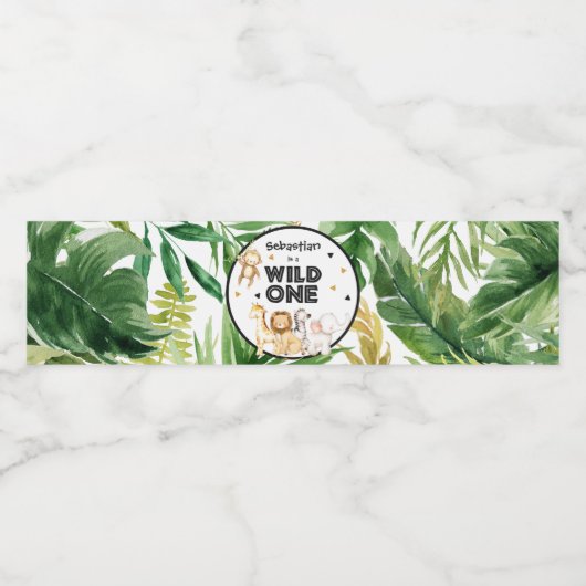 サファリアニマルズワイルドワンバースデーパーティーデコール ペットボトルラベル (シングルラベル)