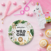 サファリアニマルズワイルドワンバースデーパーティーデコール ペーパープレート (パーティー)