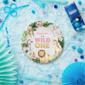 サファリアニマルズワイルドワンバースデーパーティーデコール ペーパープレート (パーティー)