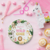 サファリアニマルズワイルドワンバースデーパーティーデコール ペーパープレート (パーティー)