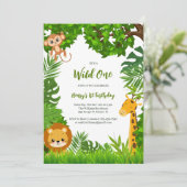 サファリアニマルズワイルドワンファースト誕生日 招待状 (スタンド正面)