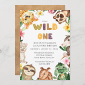 サファリアニマルズワイルドワンボーイズファースト誕生日 招待状 (正面/裏面)