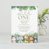 サファリアニマルズワイルドワンボーイズファースト誕生日 招待状 (スタンド正面)