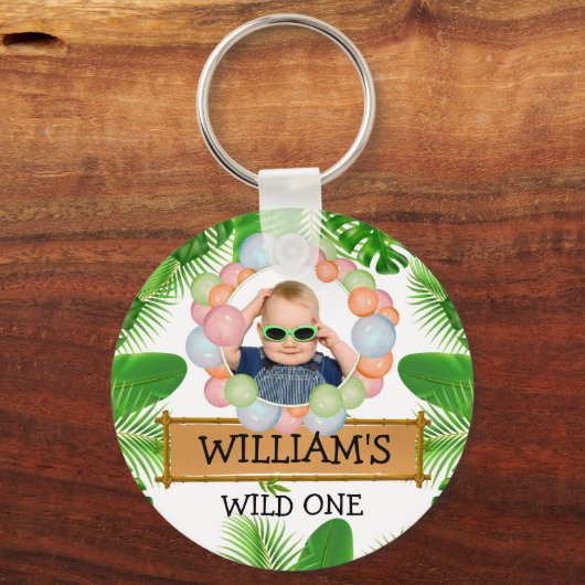 サファリアニマルズワイルドワン誕生日写真 キーホルダー (正面)
