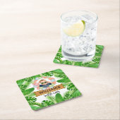 サファリアニマルズワイルドワン誕生日写真 スクエアペーパーコースター (インサイチュ)