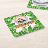 サファリアニマルズワイルドワン誕生日写真 スクエアペーパーコースター (アングル)