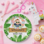 サファリアニマルズワイルドワン誕生日写真 ペーパープレート (パーティー)