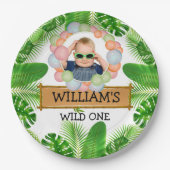 サファリアニマルズワイルドワン誕生日写真 ペーパープレート (正面)
