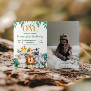 サファリアニマルズワイルドワン誕生日写真 招待状