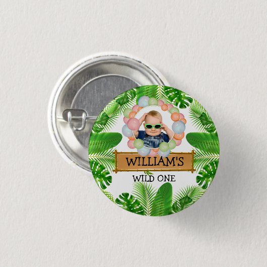 サファリアニマルズワイルドワン誕生日写真 缶バッジ (正面&裏面)