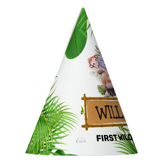 サファリアニマルズワイルドワン誕生日 パーティーハット (左)