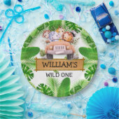 サファリアニマルズワイルドワン誕生日 ペーパープレート (パーティー)