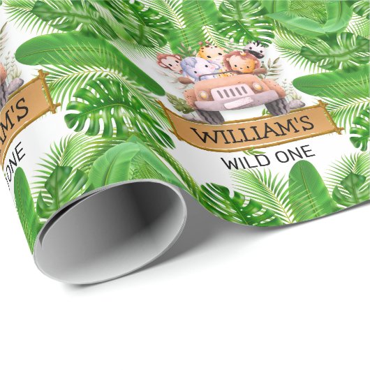 サファリアニマルズワイルドワン誕生日 ラッピングペーパー (ロールコーナー)
