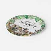 サファリアニマルズ子供の誕生日パーティー ペーパープレート (アングル)